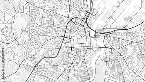 Belfast City Map. Minimalist black and white line art poster for printing, wallpaper, wall art, and map resources for home and office decor