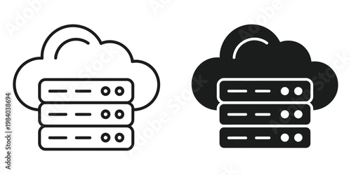 

Cloud server icon for web and app, vector illustration, modern data storage and cloud computing concept, minimal technology symbol for hosting