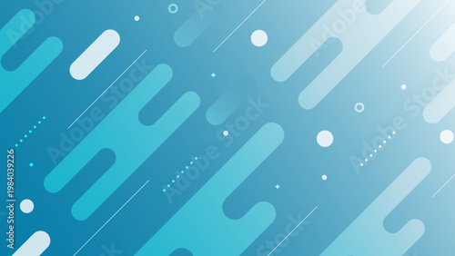Blue and cyan background featuring diagonal rounded elements and subtle dots for technology and business themes