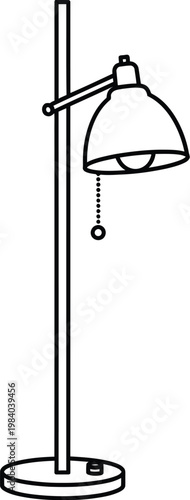 Modern adjustable floor lamp with a sleek design and pull chain