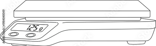 Digital kitchen scale with LCD display and buttons for precise weight measurement