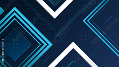 High tech geometric background featuring layered blue diamond shapes and diagonal lines with dotted textures