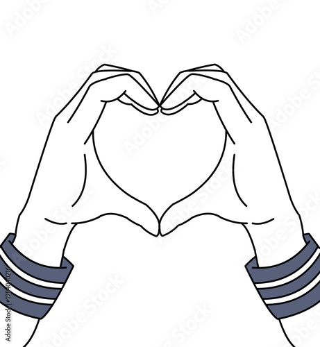 手でハートを作る愛情表現のイラスト