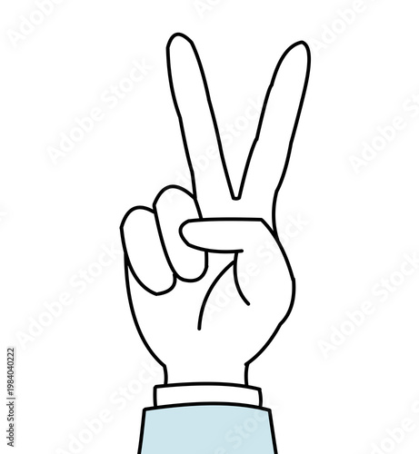 ピースサインをする手のイラスト