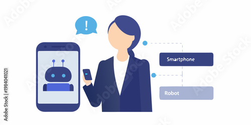 Woman interacting with a chatbot on her smartphone illustrating ai technology