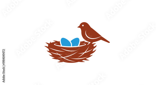 Brown bird sitting on a nest.