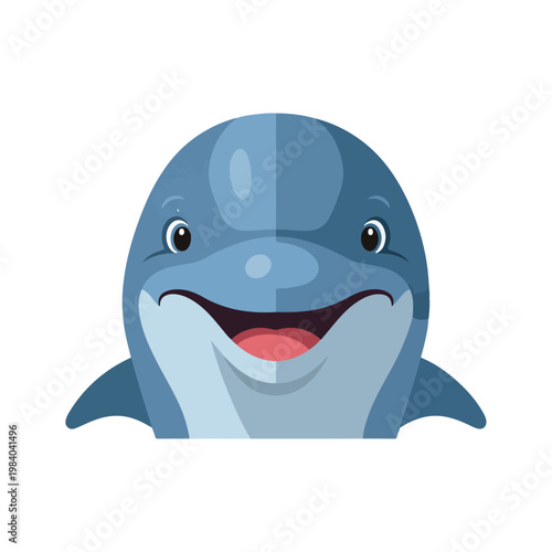Photos Smiling Cartoon Dolphin Face Closeup.