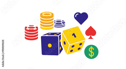 Casino Gambling Game Dice Chips.