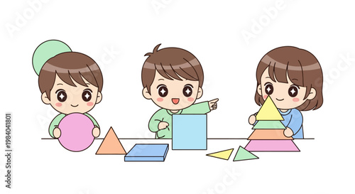 Children Playing with Colorful Blocks.