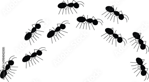 Ant colony forming house shape, teamwork concept illustration for community, cooperation, unity and organization design creative