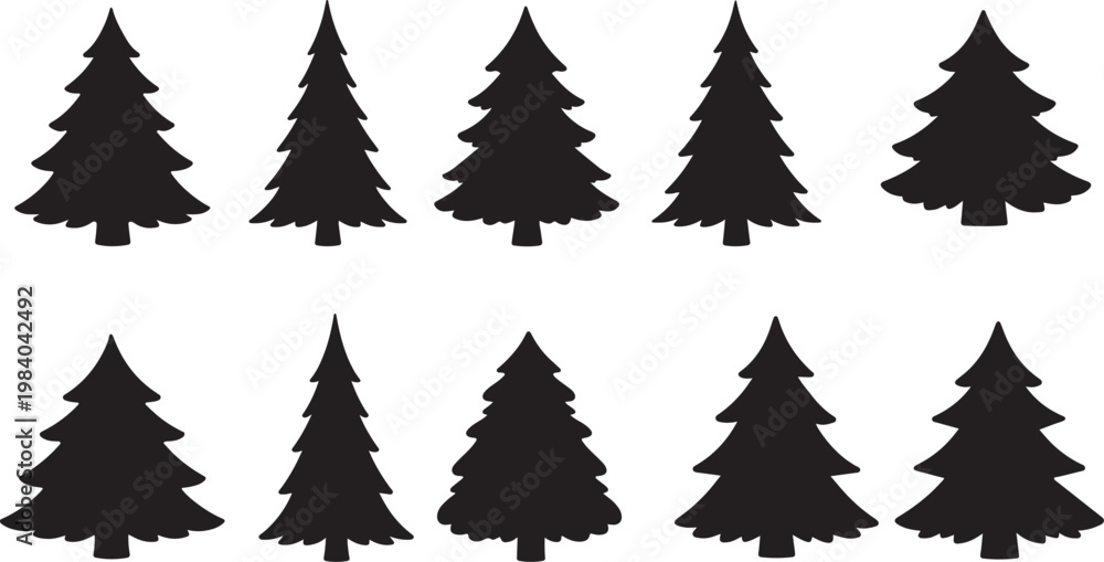 Obraz premium Minimal Christmas tree icons. Clean vector collection isolated on white background