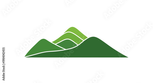 Green mountain peaks illustration graphic design.