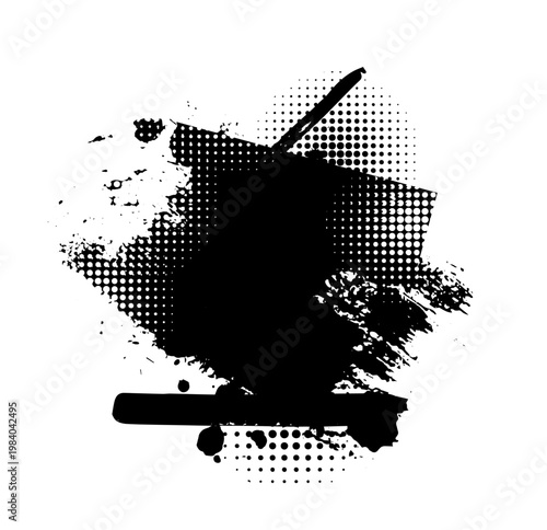 Black blot isolated on white background. Hand drawn. Not AI, vector illustration.