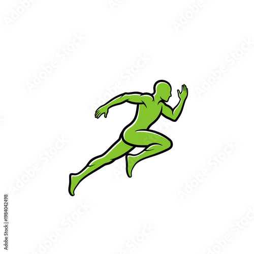 Green Man Running Fast Sprinting.