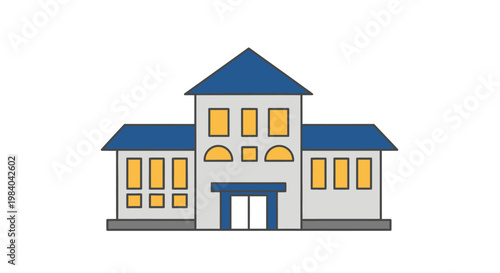 Large House with Blue Roof Windows.