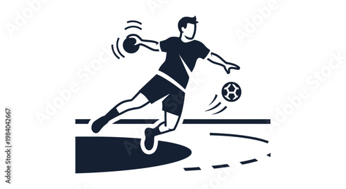Man Kicking Soccer Ball in Motion.
