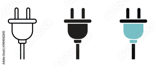 Different color electric plugs illustration, vibrant electrical plug icons, power connector collection, clean vector design