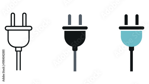 Different color electric plugs illustration, colorful power connector set, modern flat design, electrical socket and plug symbols for energy
