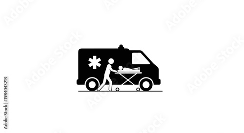 Ambulance Loading Patient Silhouette