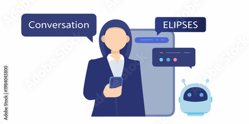 Woman interacting with a chatbot on her smartphone digital communication