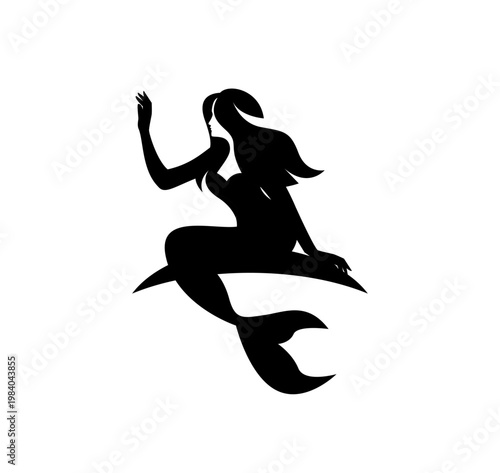 Elegant Mermaid Silhouette Vector Illustration for Fantasy and Ocean Themes