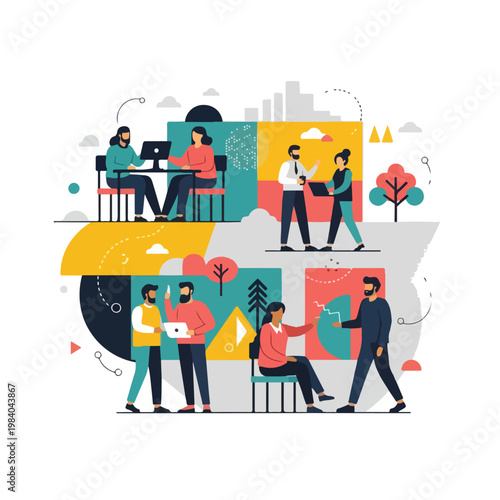 People Working Office Environment Team.