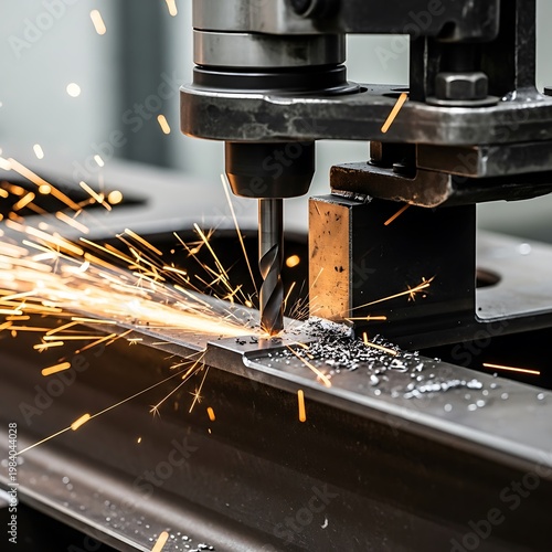 Metal Drilling Precision - Close-Up of Industrial Manufacturing Process.