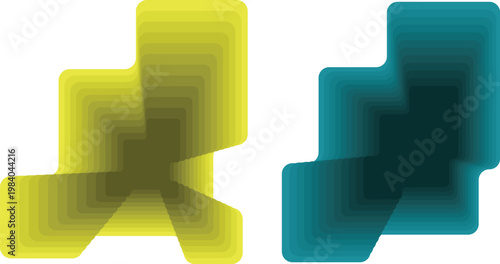 Obraz na plátne Layered abstract geometric shape gradient stacked layers modern vector design