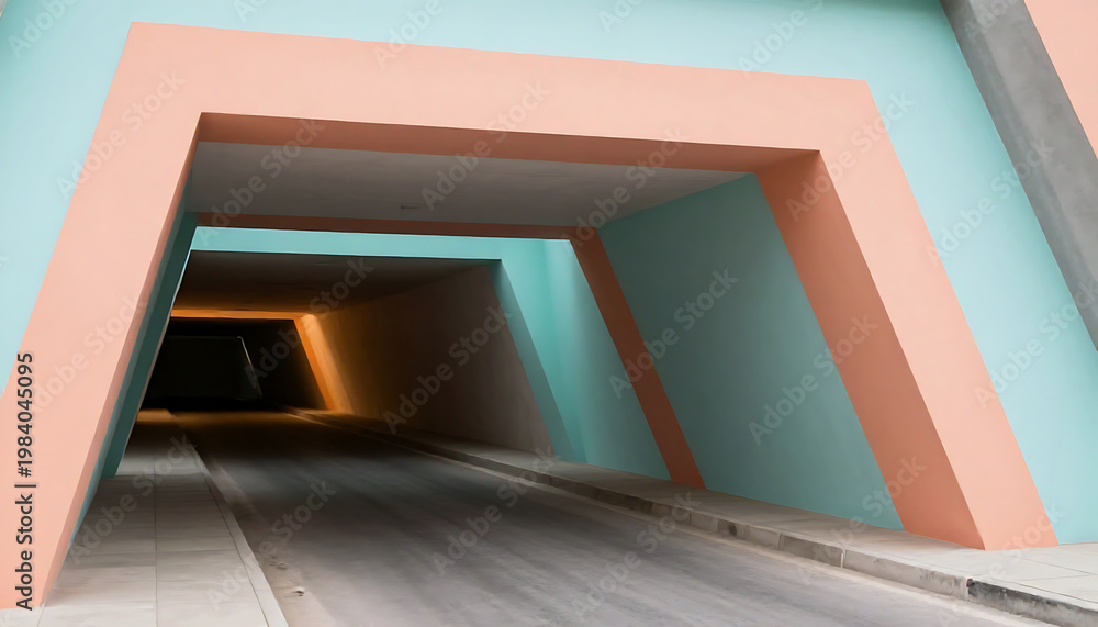 Fototapeta premium Nested archways a play of color and geometric shapes in architecture