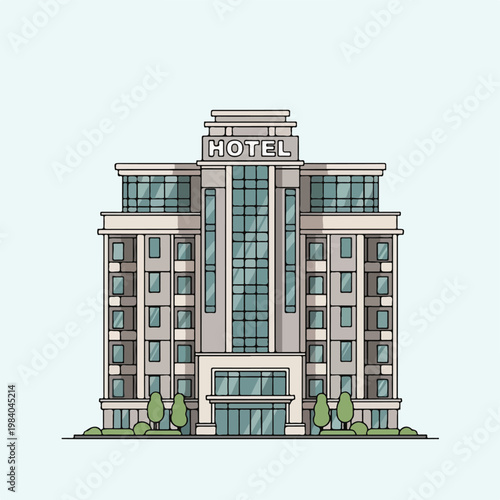 Large Modern Hotel Building Architecture.