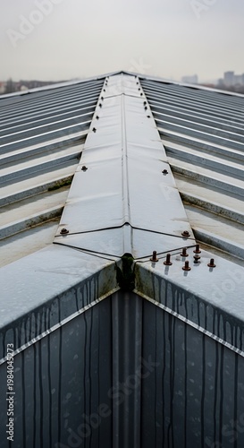 Metal Roof Peak - Industrial Architecture and Design Detail.