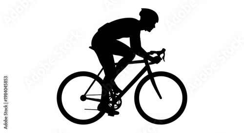 Silhouette of a cyclist in motion, showcasing the athletic stance and dynamic movement of a professional cyclist during a race or training session