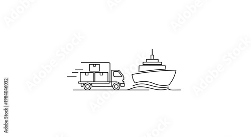 Truck Delivering Cargo To Ship