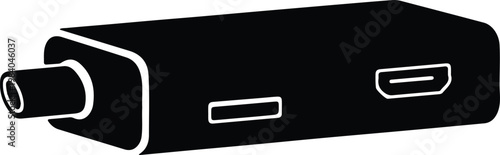 Silhouette electronic streaming media adapter with various ports vector design
