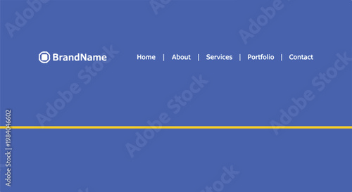 A blue webpage header with a logo and menu