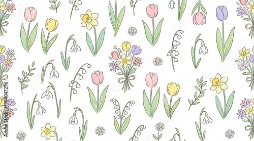 seamless pattern with tulips