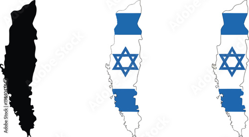 philistines map with flag and silhouette on clean background