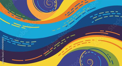 Vibrant swirling wave design pattern.