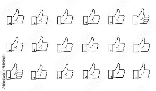 A set of thumbs up icons in a minimalist line art style