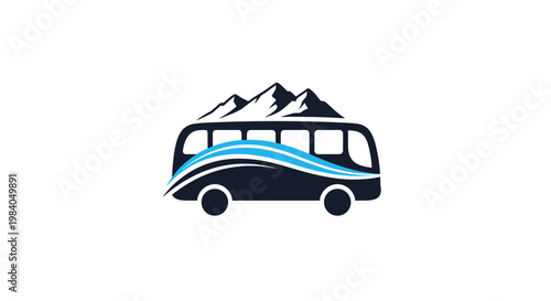 Bus With Mountains and Waves Logo