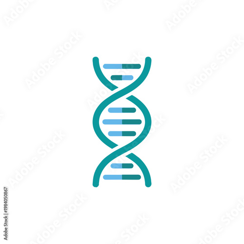 Abstract DNA helix icon, genetic code, science and biology symbol on white background