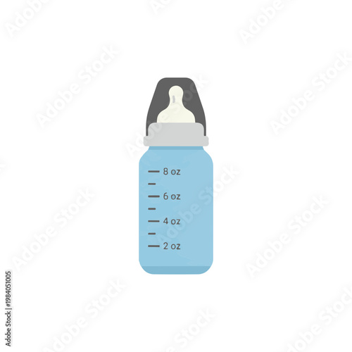 Baby Feeding Bottle with Blue Liquid and Measurement Markings