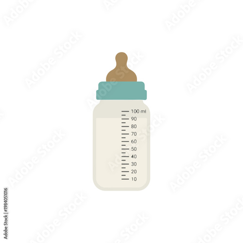 Baby Bottle with Milk, Isolated on White Background, Feeding Time