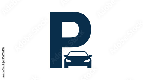 Large blue parking sign icon featuring car silhouette provides clear visual information for vehicle designated parking areas and zones.