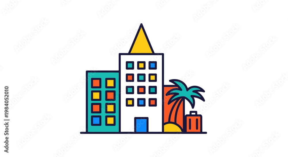 Obraz premium Colorful Building with Triangle Roof.