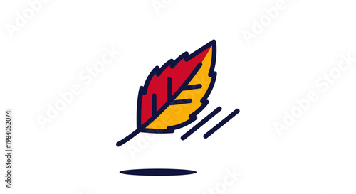 Colorful Leaf Icon with Motion Lines.