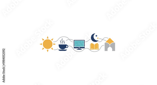 Computer and coffee cup icons.