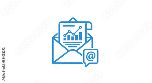 Email with graph on screen icon.