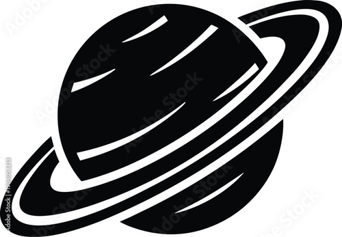 planet single orb with ring like saturn mini silhouette vector illustration on transparent background