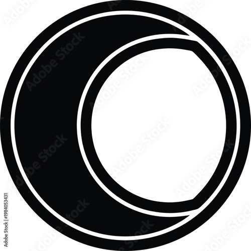 moon crescent thin curved shape no craters silhouette vector illustration on transparent background